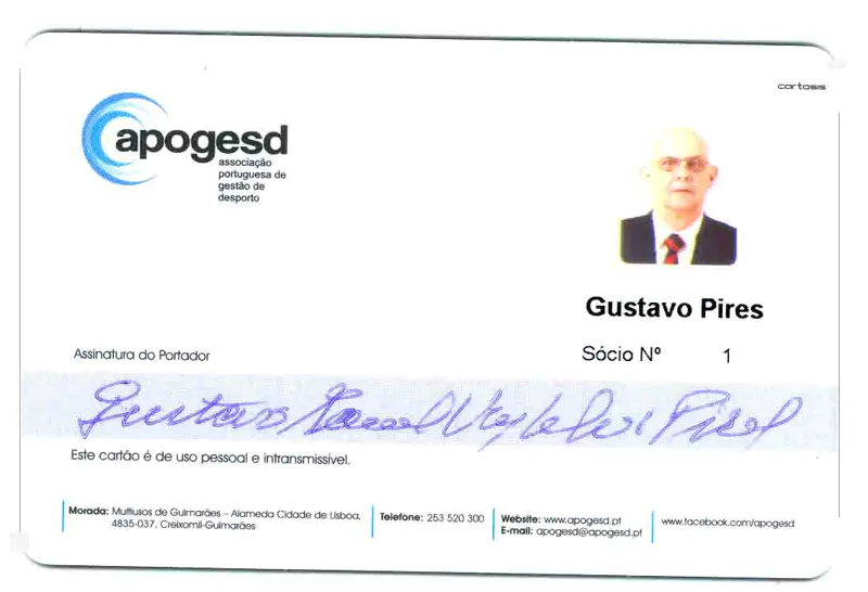imagem do 1º Cartão de Sócio da APOGESD