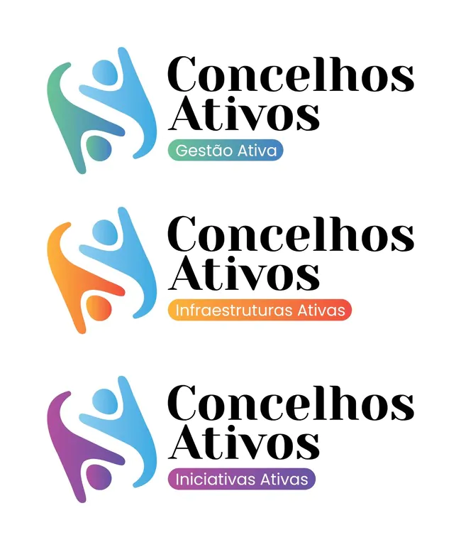 Imagem com 3 Logotipos de Concelhos Ativos
